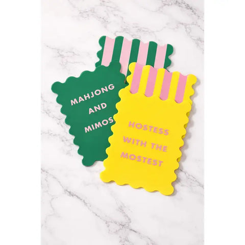 Palm Springs Yellow Mahjong Shufflers - Set of 2