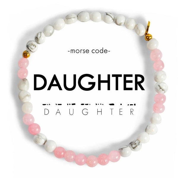 Morse Code Matching Set - Mother & Daughter - Rose Quartz & Howlite