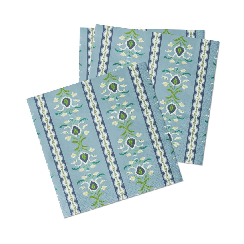 Rosemary Stripe Blue Cocktail Napkins