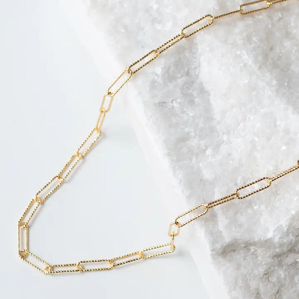 Textured Paper Clip Necklace - 18"