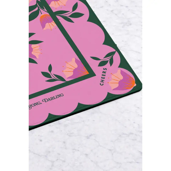 Mahjong Mat - Floral Pink