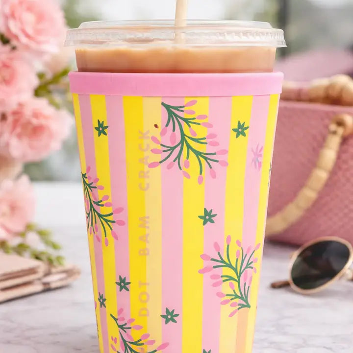 Iced Coffee Sleeve - Palm Springs Yellow Mahjong