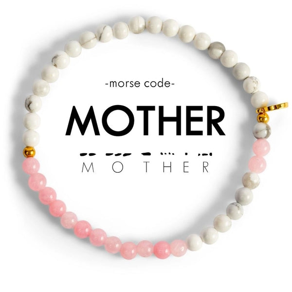 Morse Code Matching Set - Mother & Daughter - Rose Quartz & Howlite