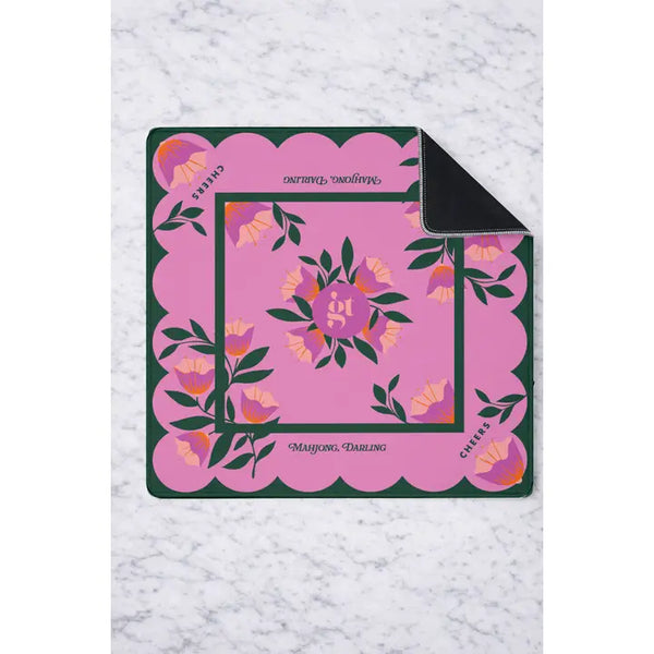 Mahjong Mat - Floral Pink