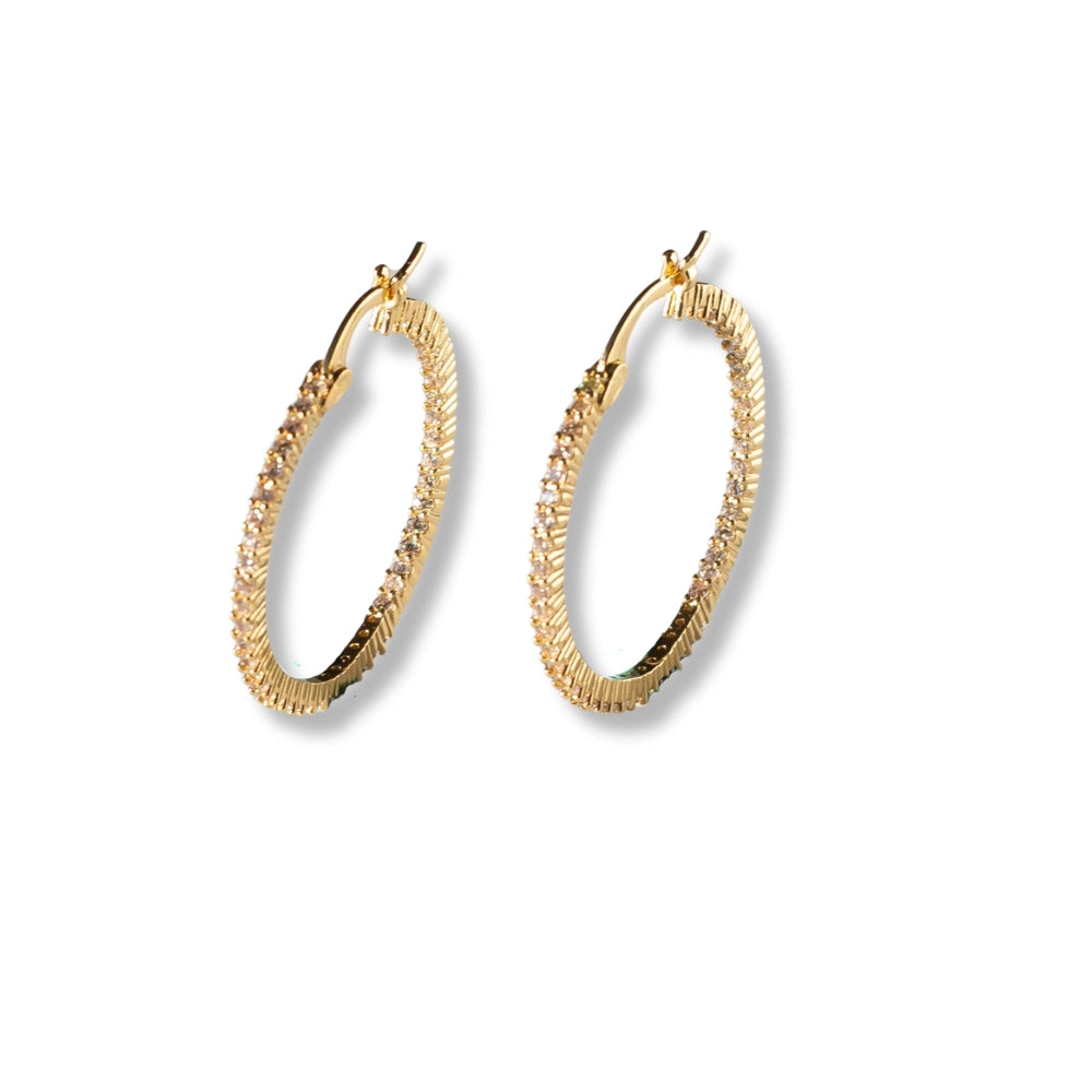 Gold CZ Hoop Earrings