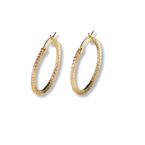 Gold CZ Hoop Earrings