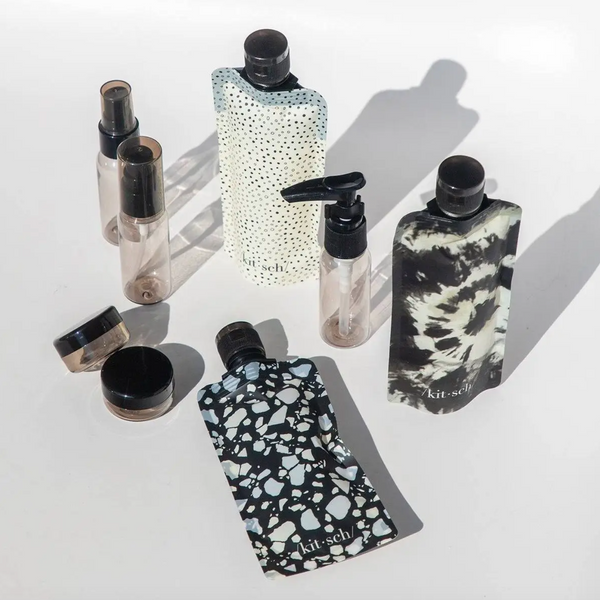Refillable Ultimate Travel 11pc Set - Black/Ivory