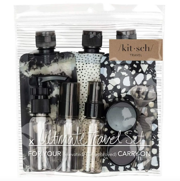 Refillable Ultimate Travel 11pc Set - Black/Ivory
