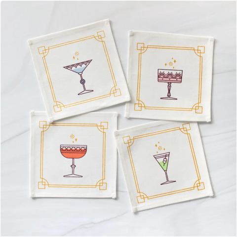 Festive Glassware Cocktail Napkin Set