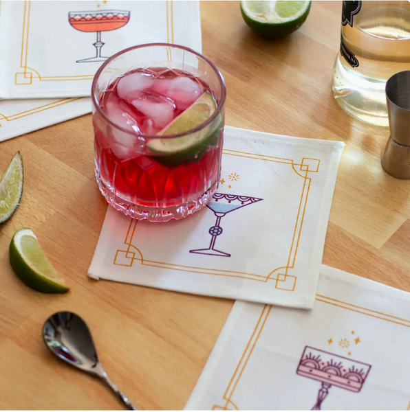 Festive Glassware Cocktail Napkin Set