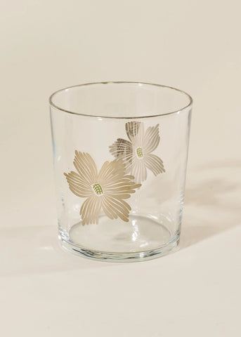 Silver Flower 12.5 Ounce Glass Tumbler (CANNOT SHIP)