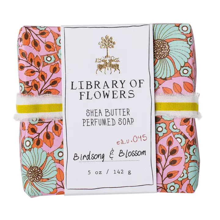 Blue Flowers & Pink Leaves Square Soap