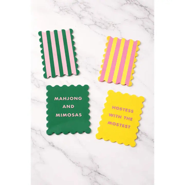 Palm Springs Yellow Mahjong Shufflers - Set of 2