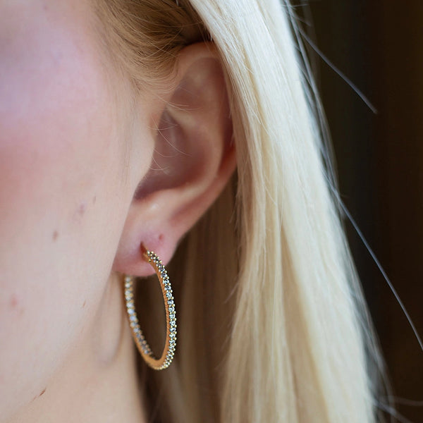 Gold CZ Hoop Earrings