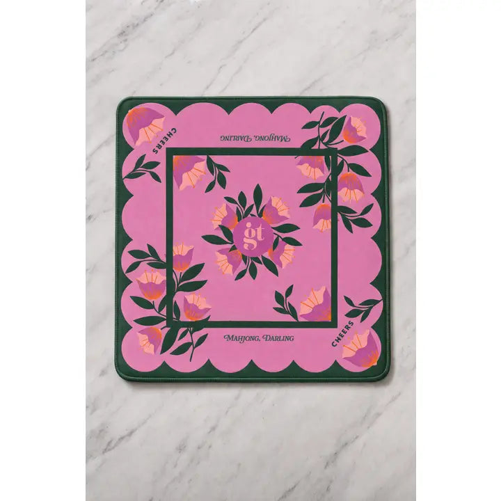 Mahjong Mat - Floral Pink