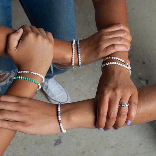 Morse Code Matching Set - Mother & Daughter - Rose Quartz & Howlite