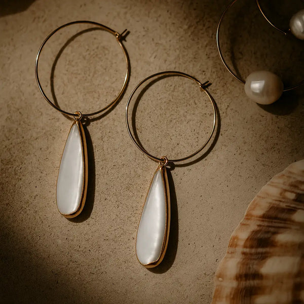 Teardrop Pearl Hoop Earrings